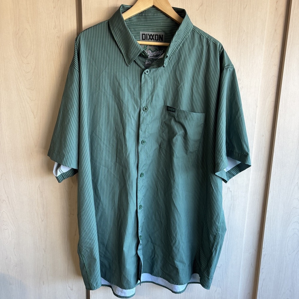 Dixxon Flannel Co. The Benny Triple Stripe Short Sleeve Mens Shirt 3X Green‎